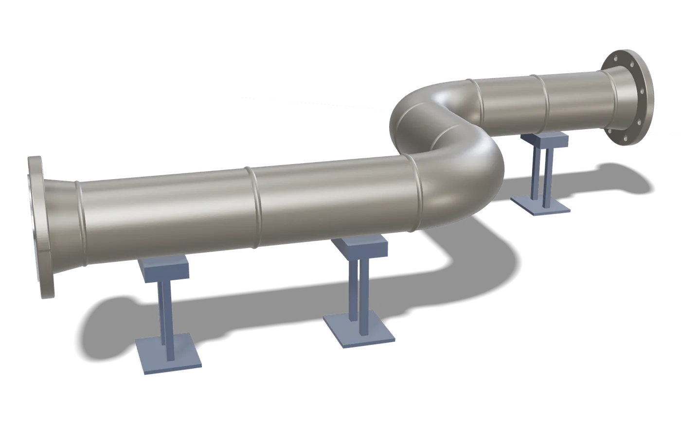 A fabricated pipe spool on stands: blasted, primed, intermediate coat and topcoat